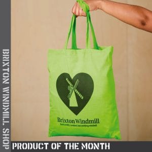 brixton windmill tote bag - lime green